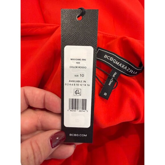 BCBGMAXAZRIA Dress Asymmetrical Red Mini dress Rosso NWT - Size 10 - Picture 6 of 8